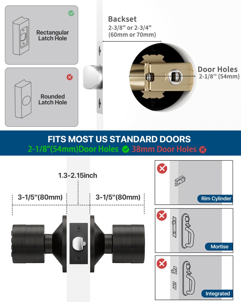 Signstek Keyless Entry Door Lock,Door Knob with Keypadï¼ŒSmart Code Door Lock,Mute Mode,Passage Function, Easy to Install,Oil Rubbed Bronze - Image 4